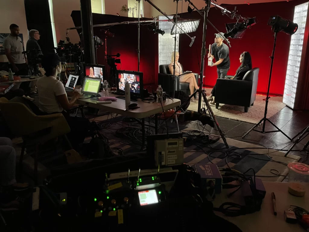 Behind the scenes of a TV interview for PBS's Firing Line. NY NJ Sound provides sound recording and mixing for PBS's Firing Line.