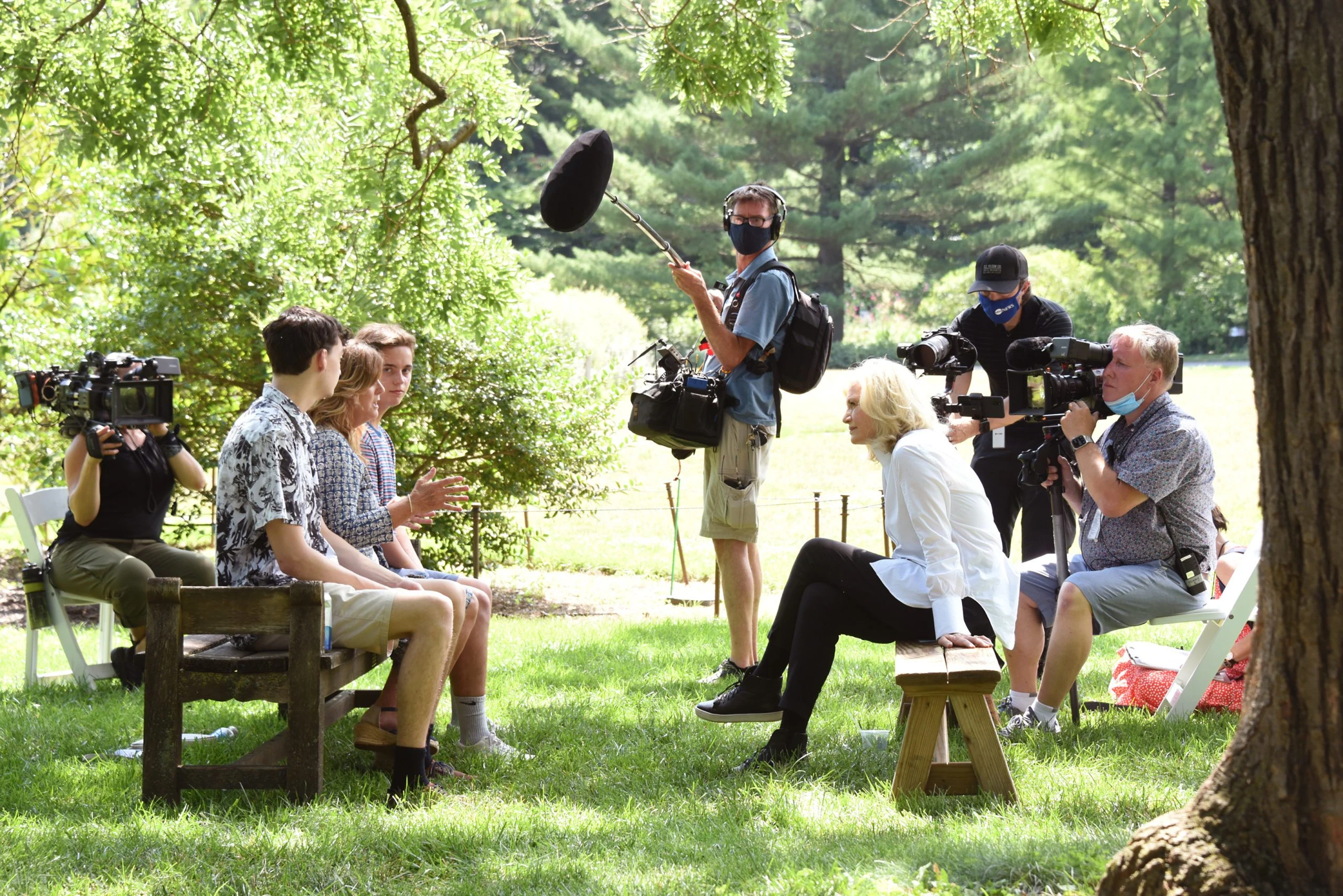 NYC Sound Mixer Larry Kaltenbach working for ABC News with Diane Sawyer in Brooklyn, NY
